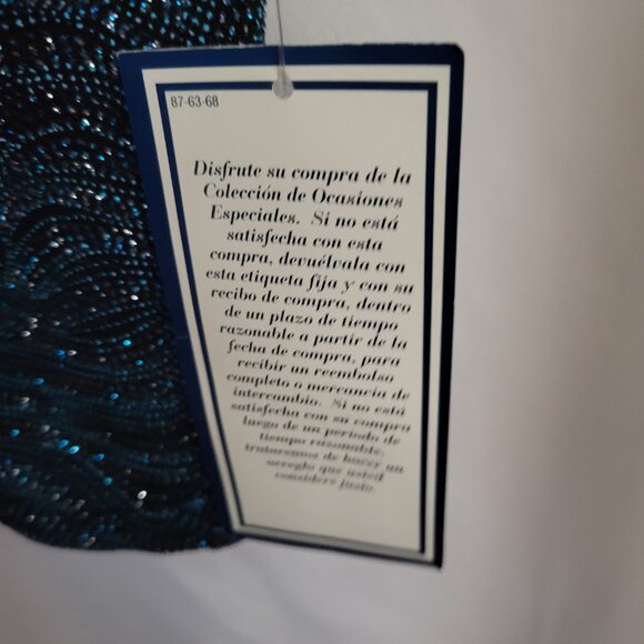 NWT Metaphor Sparkle Metallic blouse blue V-neck open sleeve dressy sparkly NEW - Picture 8 of 10